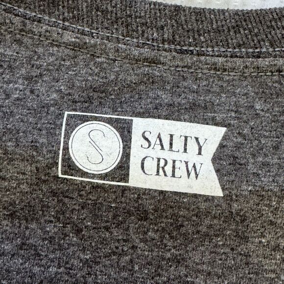 SALTY CREW Gray Nautical Flags Short Sleeve Crew Neck Tee T Shirt Men's Size XL - Picture 5 of 6